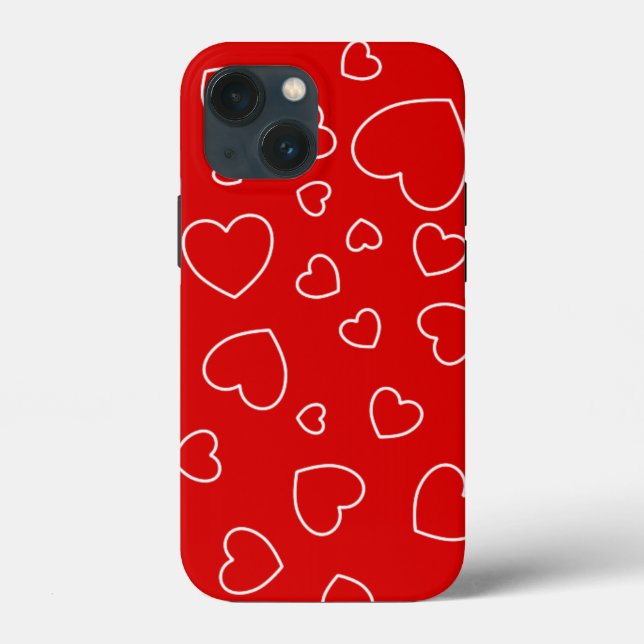 Happy Hearts 3 - Red - Cute Girly Case - (Back)