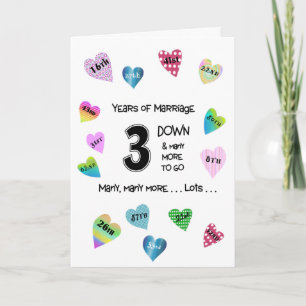 Happy Hearts 3rd Anniversary Card