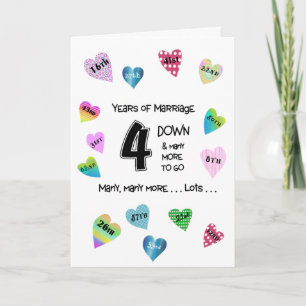 Happy Hearts 4th Anniversary Card