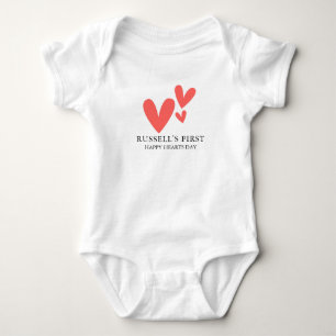 Happy Hearts Day Personalised Baby Bodysuit
