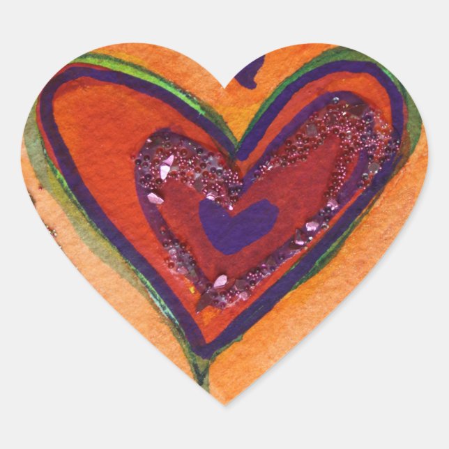 Happy Hearts Glitter Love Labels Art Stickers (Front)
