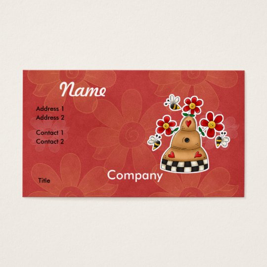 Happy Hearts N Flowers Bee Hive Business Card