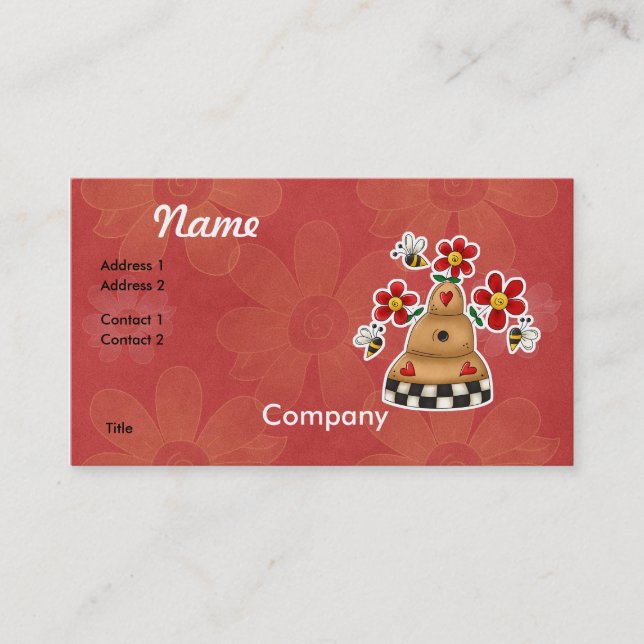 Happy Hearts N Flowers Bee Hive Business Card (Front)
