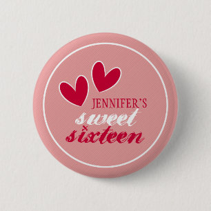Happy Hearts Sweet Sixteen 6 Cm Round Badge