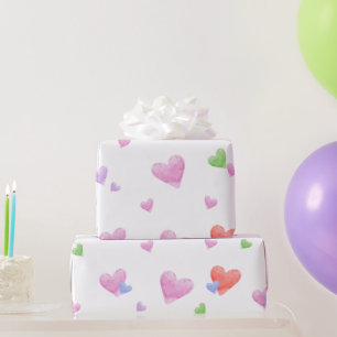 Happy Hearts Watercolor pastel colors Wrapping Paper