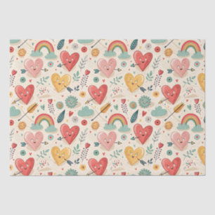 Happy Hearts - Whimsical Valentine's Day Pattern Tissue Paper