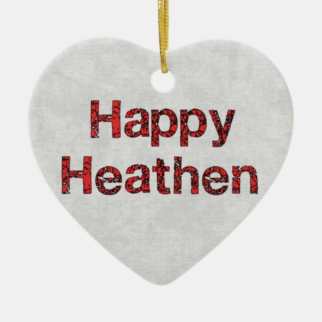 Happy Heathen Ceramic Tree Decoration (Front)
