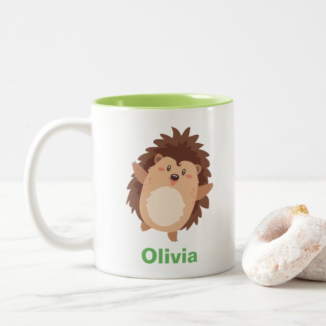 Happy Hedge Hog Personalised Work Mug (With Donut)