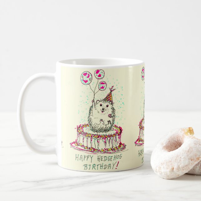 Happy Hedgehog Birthday Mug (With Donut)