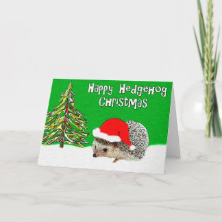 Happy Hedgehog Christmas Greeting Card