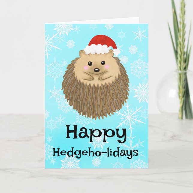 Happy Hedgehog Holidays Cute Funny Christmas Holiday Card (Front)