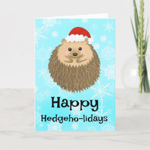 Happy Hedgehog Holidays Cute Funny Christmas Holiday Card