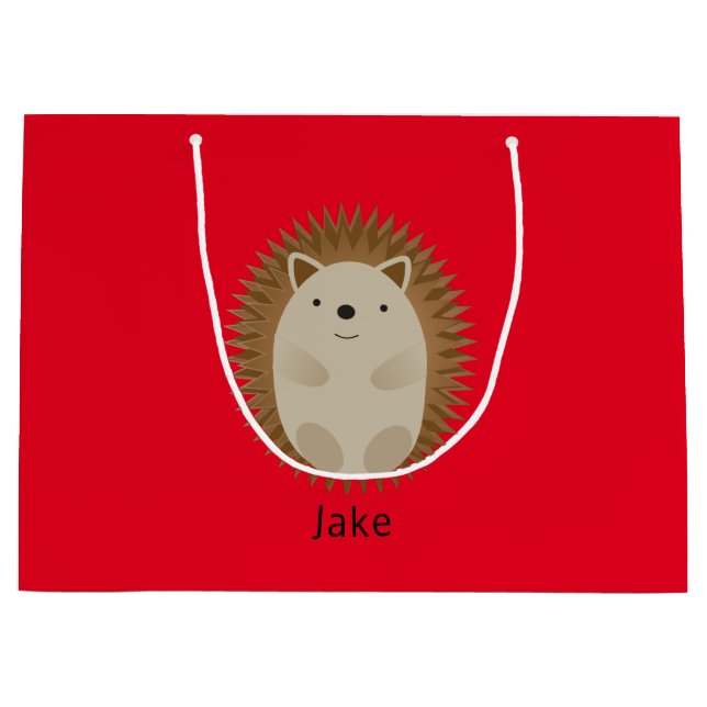 Happy Hedgehog Large Gift Bag red (Front)