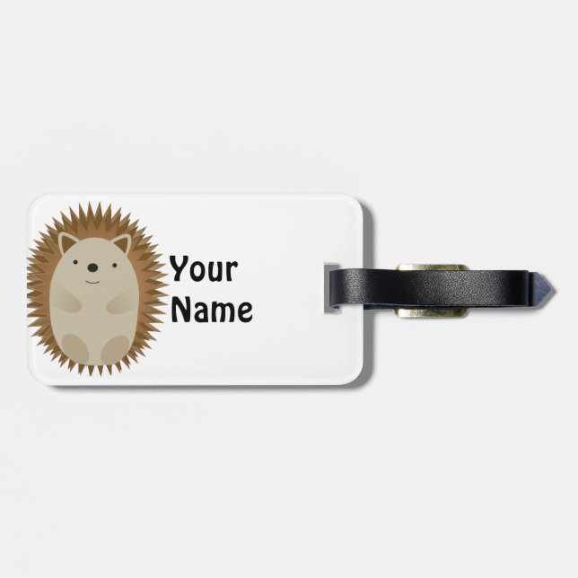 Happy Hedgehog Luggage Tag (Back Horizontal)