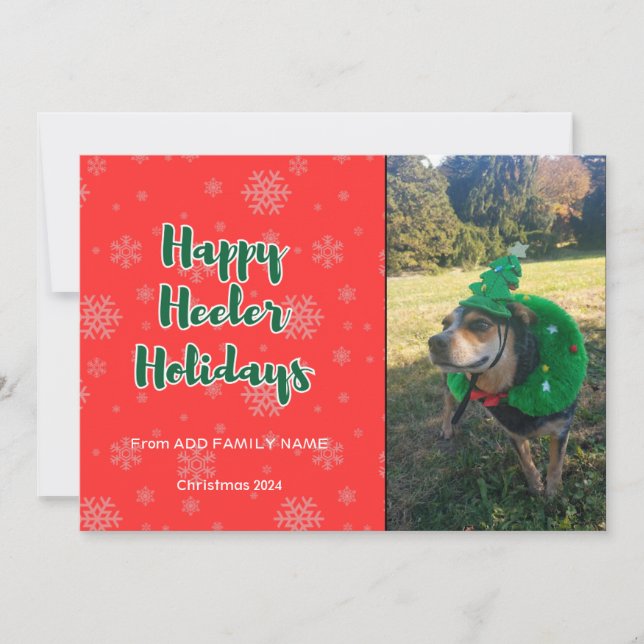 Happy Heeler Holidays Red and Green Holiday Card (Front)