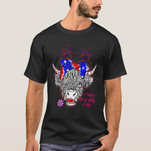 Happy Heifer 4th Of July Higland Cow T-Shirt
