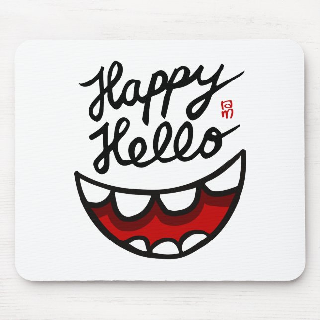 Happy Hello BIG Smile Mouse Mat (Front)