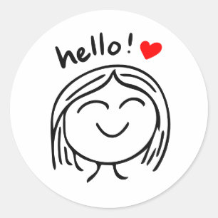Happy Hello Classic Round Sticker