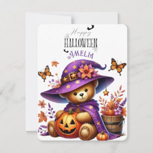Happy Helloween Cute Wizard Bear Holiday Card