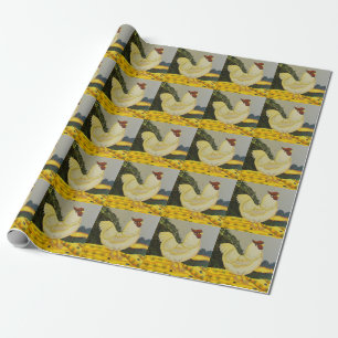 Happy Hen Chicken Painting Wrapping Paper