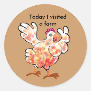 Happy hen - farm visit classic round sticker