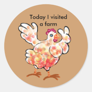 Happy hen - farm visit classic round sticker