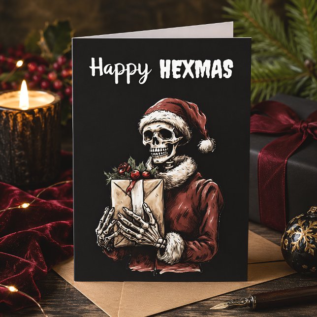 Happy Hexmas Santa Skeleton Spooky Gothic Christma Card (Creator Uploaded)