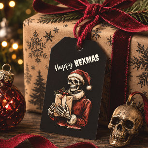 Happy Hexmas Skeleton Santa Gothic Christmas Gift Tags