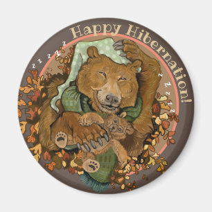 Happy Hibernation Cuddly Bear Magnet