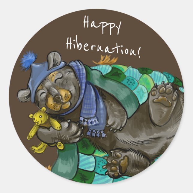Happy Hibernation Cuddly Bear Stickers (Front)