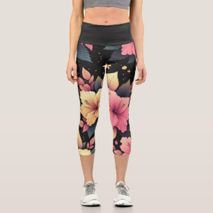 Happy Hibiscus Capri Leggings