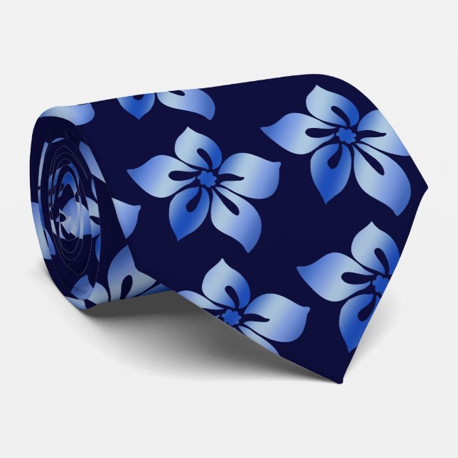 Happy Hibiscus Hawaiian Two-sided Printed Tie (Rolled)