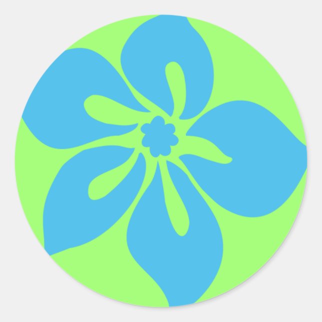 "Happy Hibiscus" Sticker in Lime/Turq (Front)
