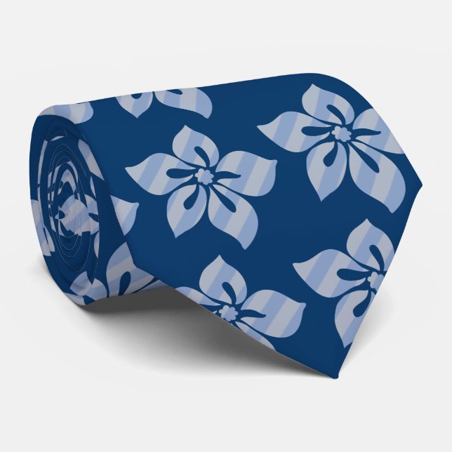 Happy Hibiscus Stripe Hawaiian Tie (Rolled)