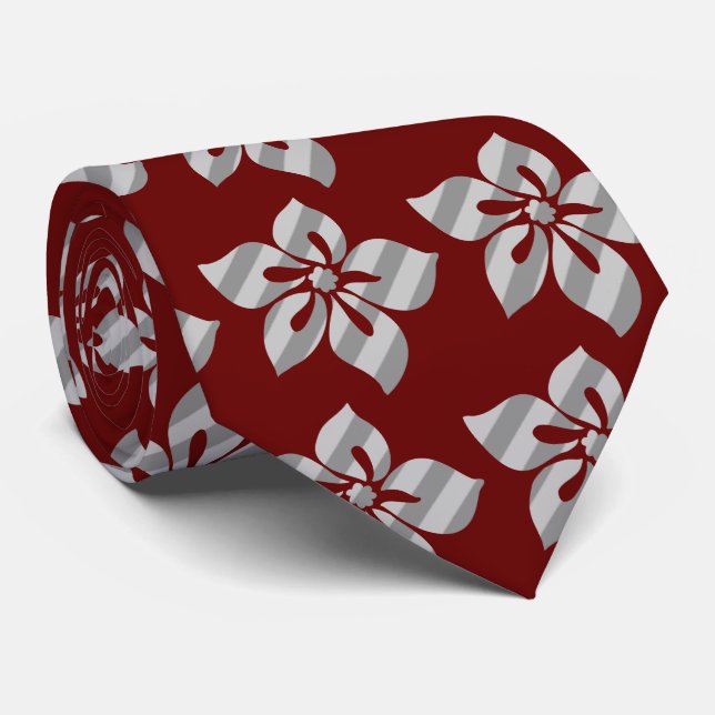Happy Hibiscus Stripe Hawaiian Two-sided Printed Tie (Rolled)