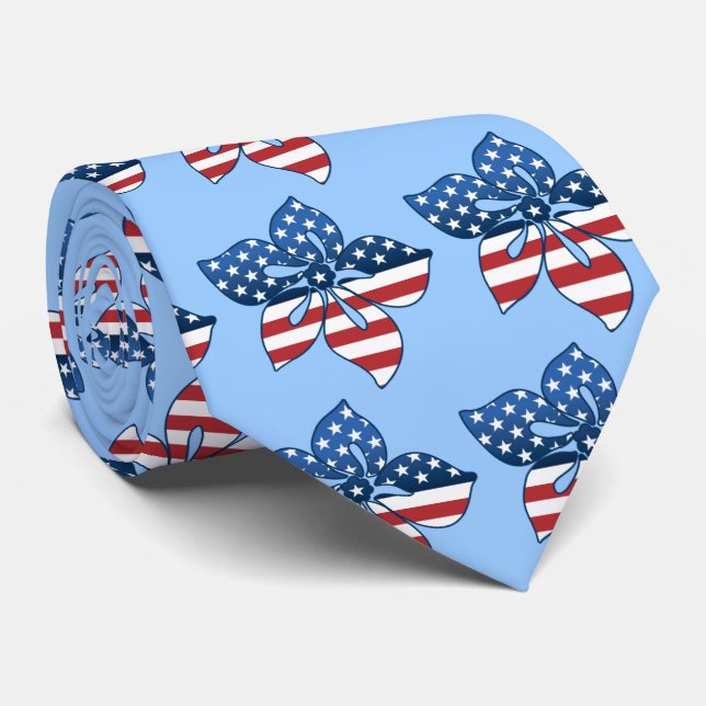 Happy Hibiscus USA Two-sided Printed Tie (Rolled)
