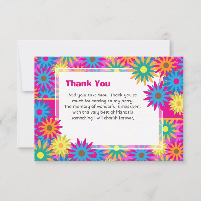 Happy Hippie Flower Power Thank You Notes (Front)