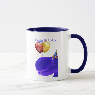 Happy Hippo Blue Birthday Mug