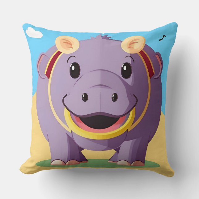Happy Hippo Character Cushion (Front)