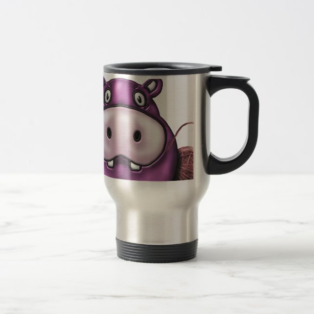 Happy Hippo Crochet Hippo Travel Mug (Right)