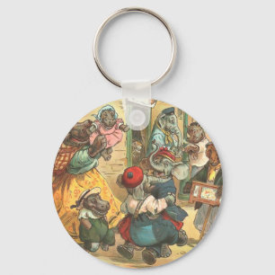 Happy Hippo Family Key Ring