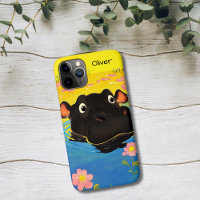 Happy Hippo in Blooming Pond