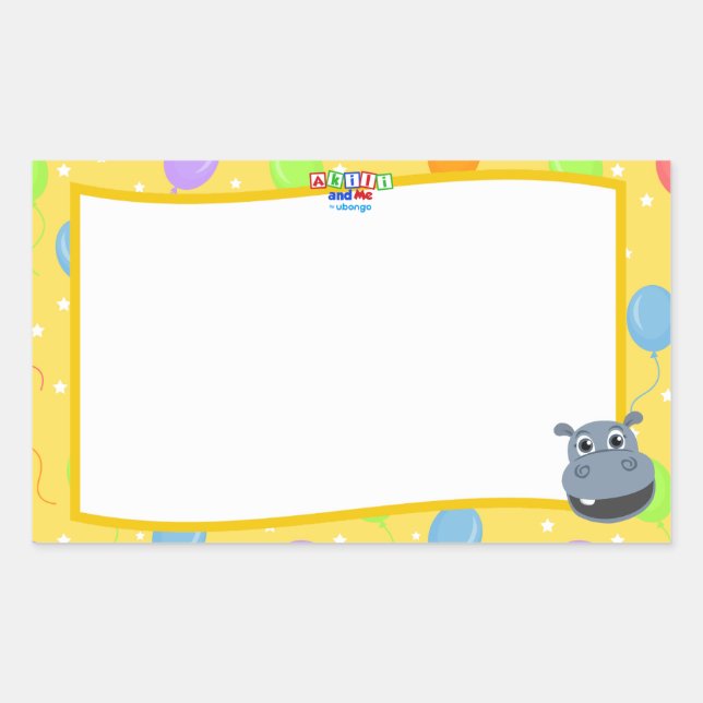 Happy Hippo Name Tag Sticker (Front)