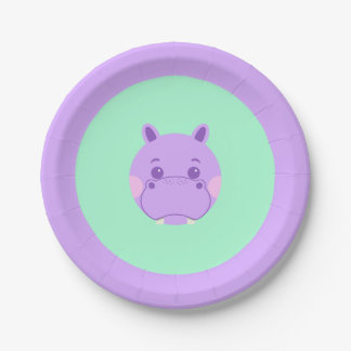 Happy Hippo Paper Plate
