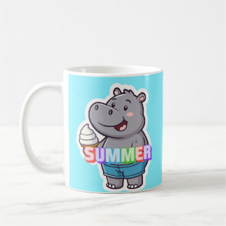 Happy Hippo Summer Mug – Colourful Ice C Mug, 11 o
