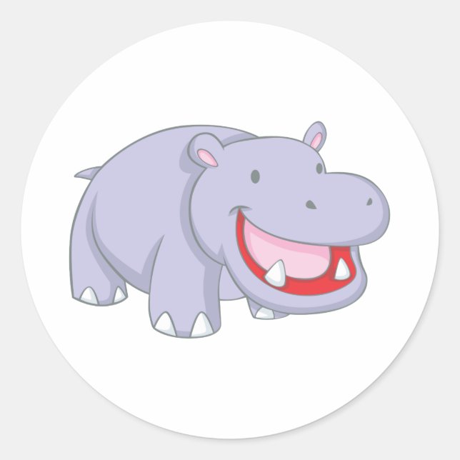 Happy Hippopotamus Classic Round Sticker (Front)