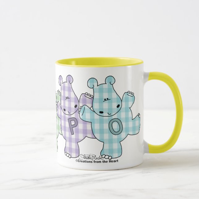 Happy Hippos pastel gingham Mug (Right)