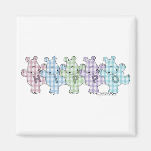 Happy Hippos pastel Magnet