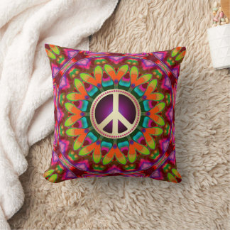 Happy Hippy Colours ♥ Peace Love Unity Respect Cushion