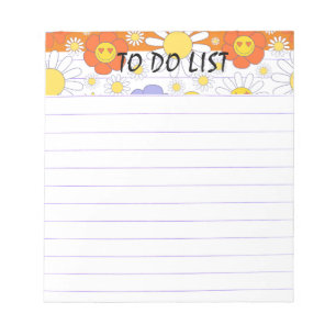 Happy Hippy Flowers To Do List Notepad